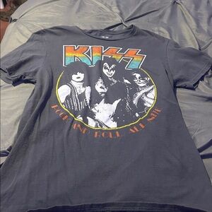 Kiss Black Cotton T-Shirt